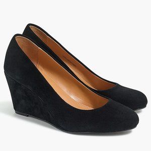 NWT J Crew Black Suede Sylvia Wedge, Size 7